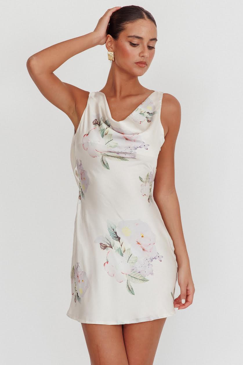 Bambi Satin Cowl Neck Mini Dress
