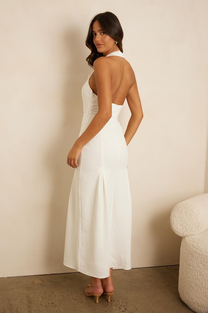 Avery Collar White Maxi Dress