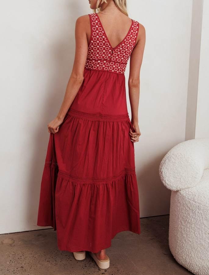 Lolita Maxi Dress in Burgandy