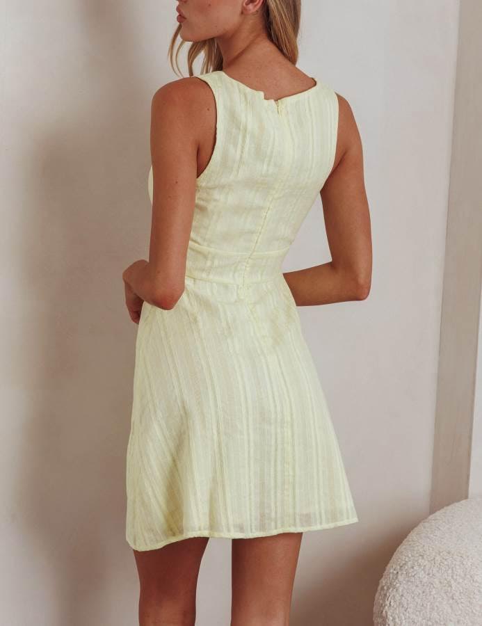 'Beach Days' Mini Dress in Pastel Yellow