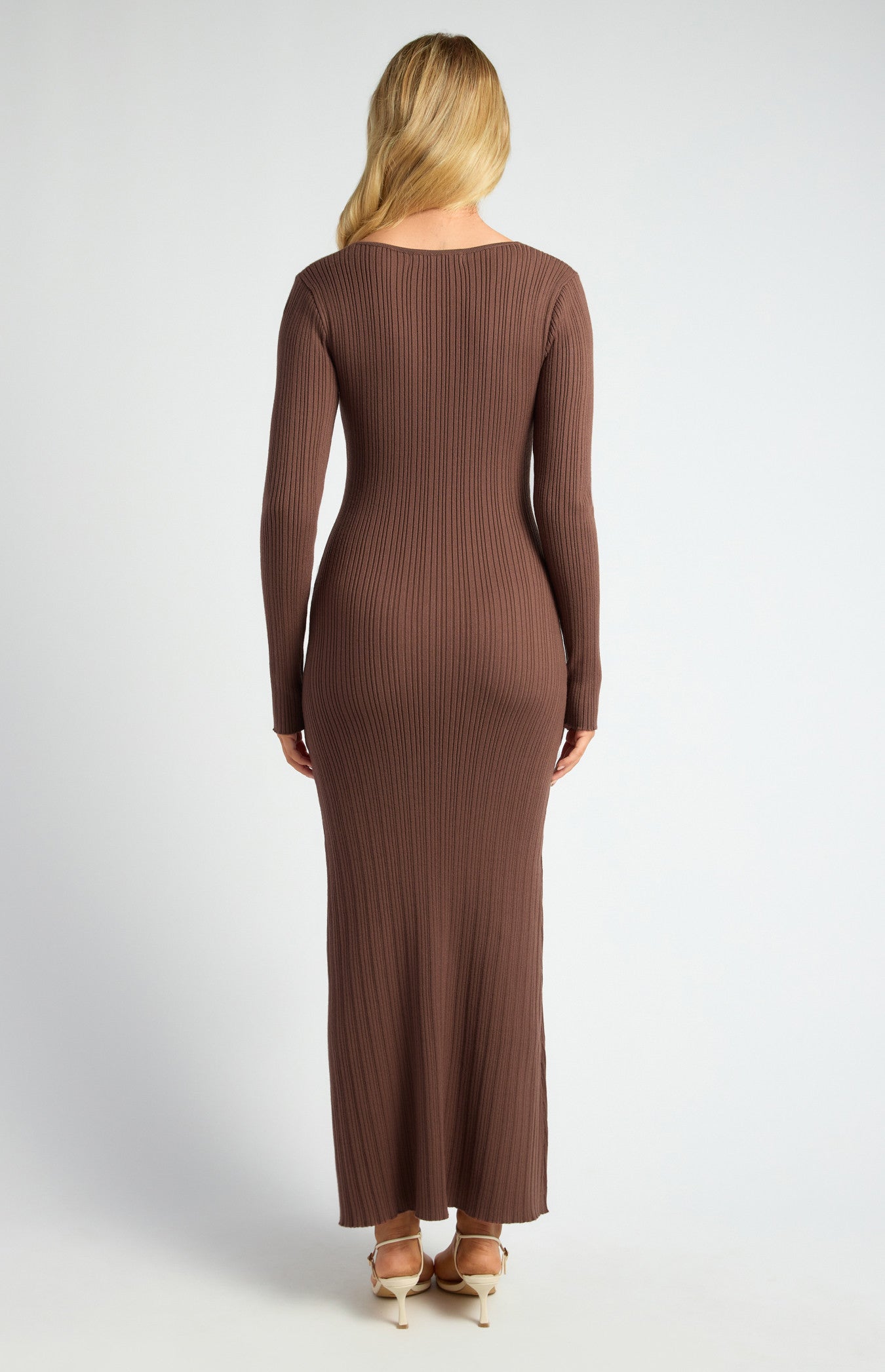 Cara Gold Feature Button And Keyhole Knit Midi Dress