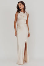 Blake Satin Cowl Neck Dress Champagne