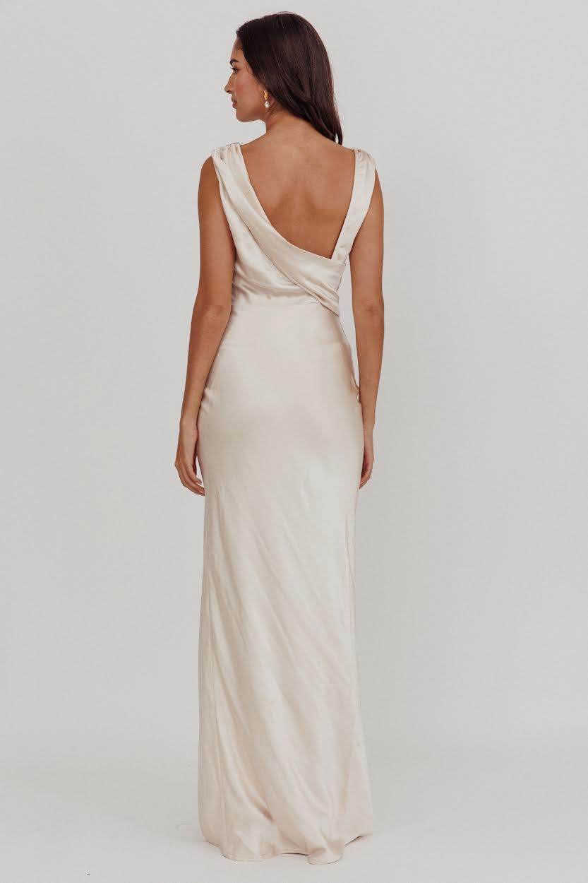 Blake Satin Cowl Neck Dress Champagne