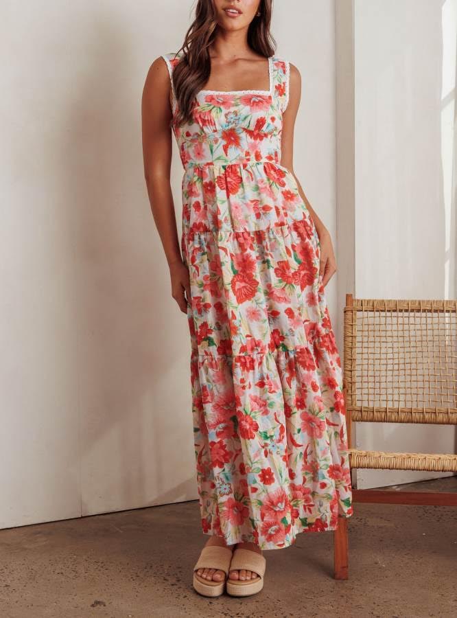 'Summer Love' Floral Maxi Dress Pink