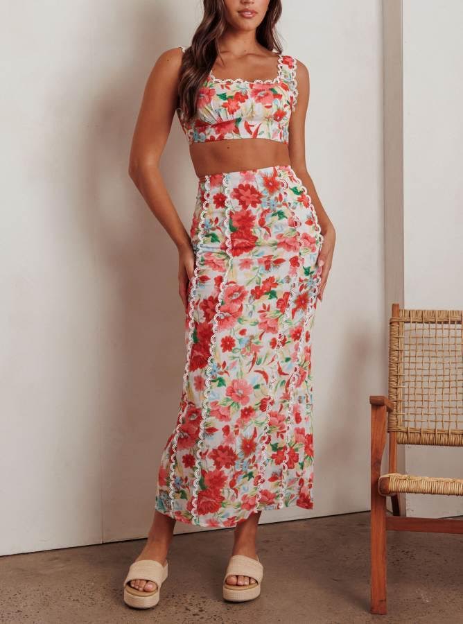 'Endless Love' Floral Maxi Skirt