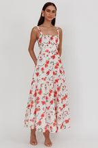 'Red Blossom' Floral Maxi Dress