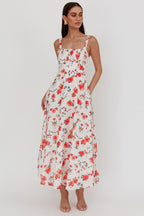 'Red Blossom' Floral Maxi Dress