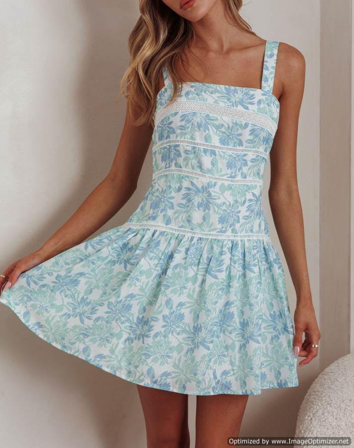 'Madison' Blue Mini Beach Dress