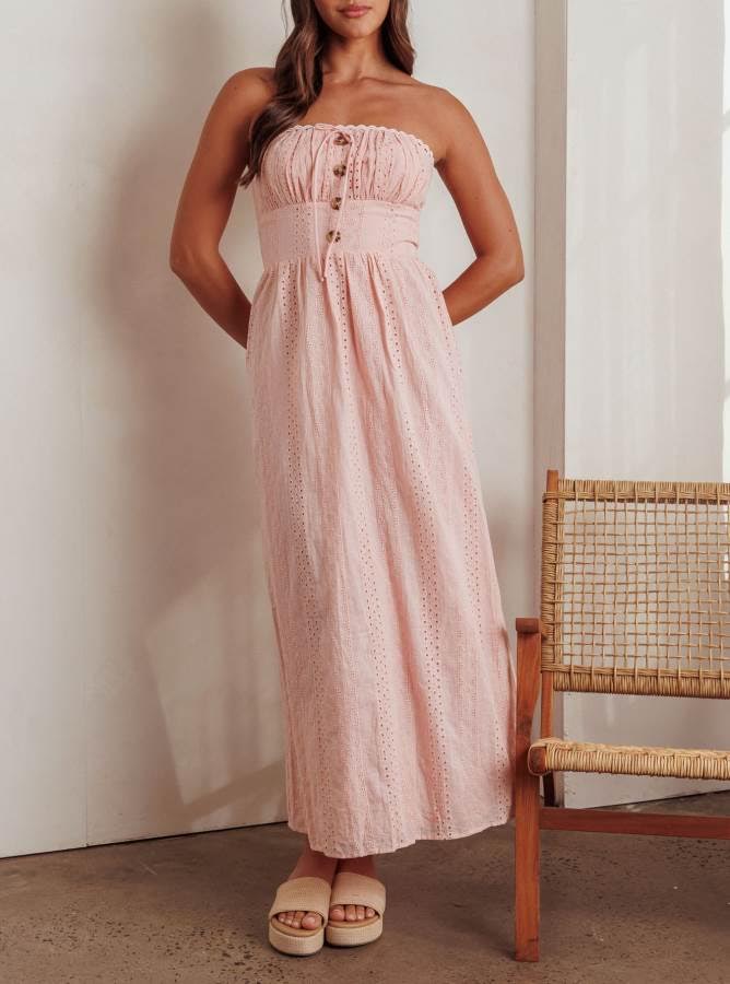 'Blush' Strapless Dusty Pink Maxi Dress