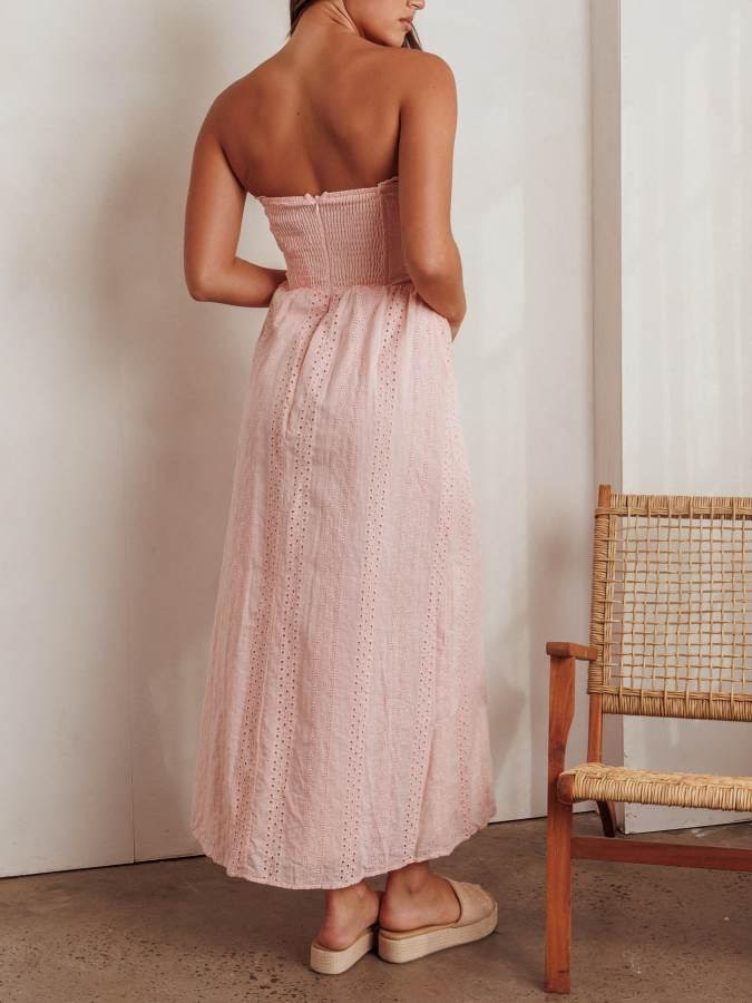 'Blush' Strapless Dusty Pink Maxi Dress
