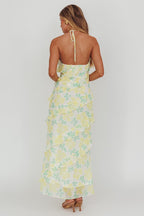 Natalia Ruffle Yellow  Maxi Dress