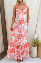Saint-Malo Orange and White Maxi Dress