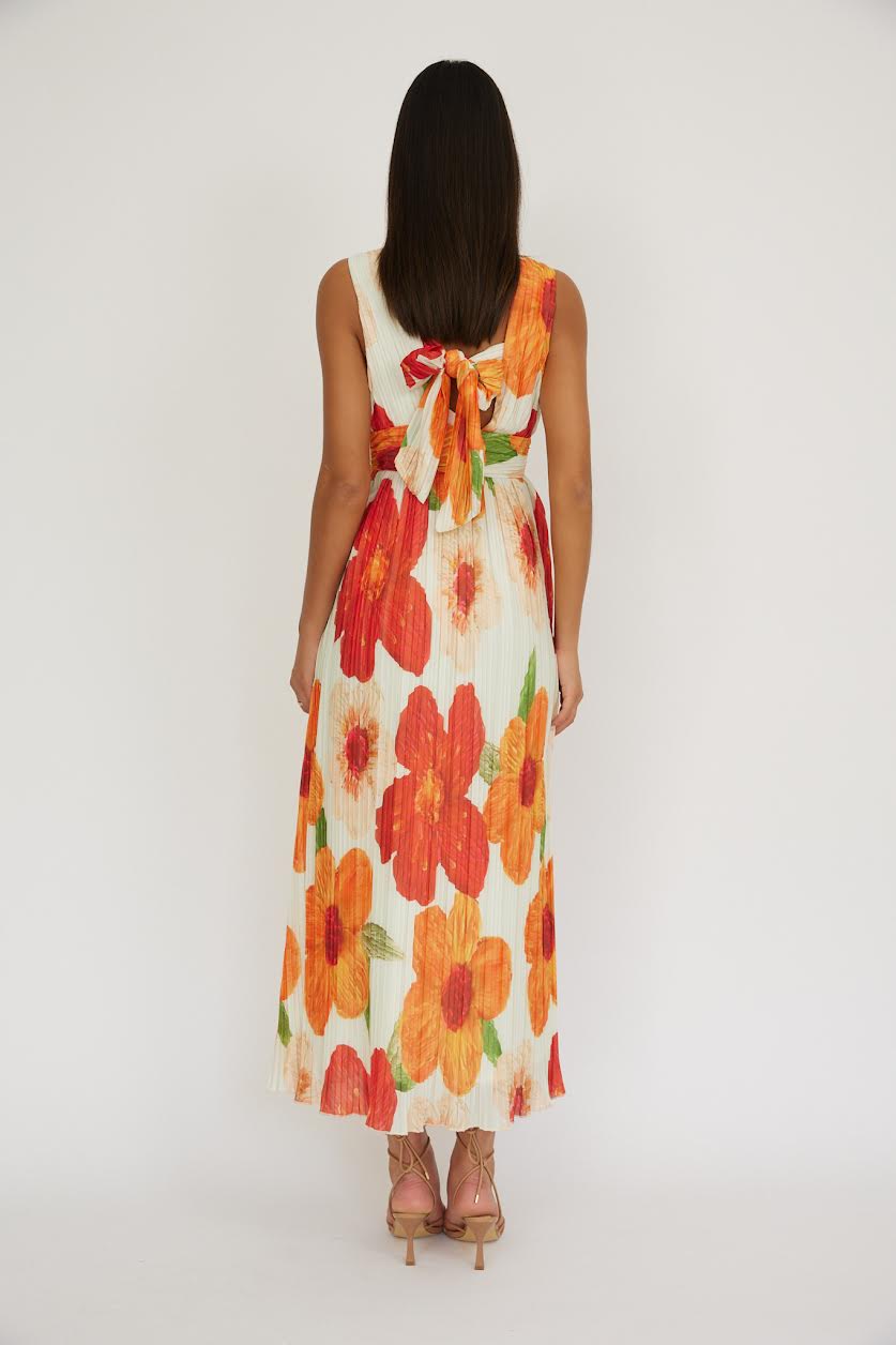 Antalya Orange Floral Maxi Dress
