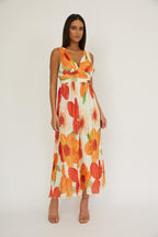 Antalya Orange Floral Maxi Dress