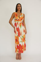 Antalya Orange Floral Maxi Dress