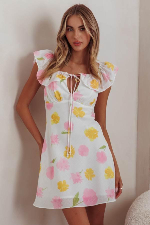 'Besame' Floral Mini Beach Dress