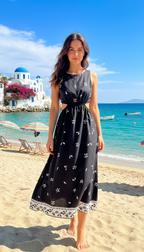 Midnight Breeze Cutout Midi Dress