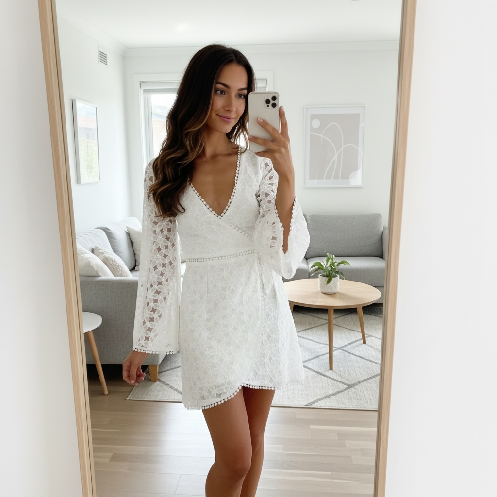 'Angelique' White Lace Dress