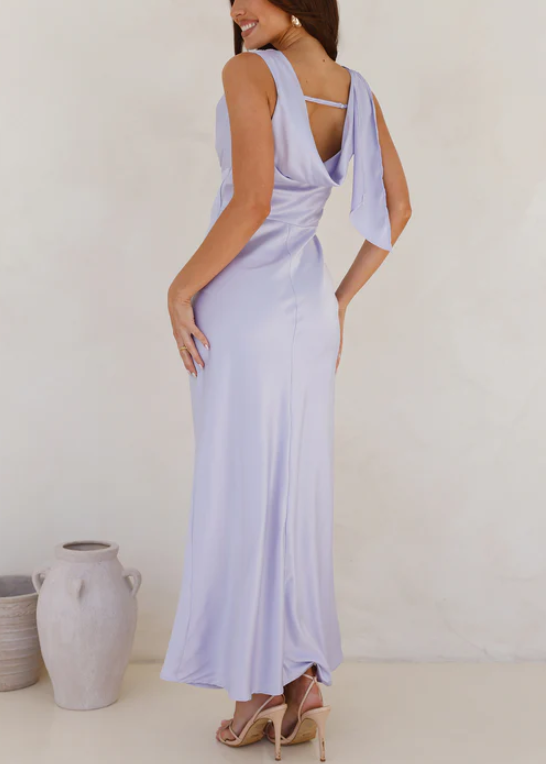 Luna Lavender Cowl Neck Maxi Dress