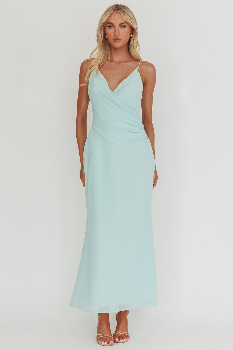 Sky Blue Wrap Maxi Dress – Elegant Occasion Dress