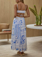 'Into The Blue' Graphic Print Maxi Dress