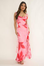 Amelia Pink Print Maxi Dress