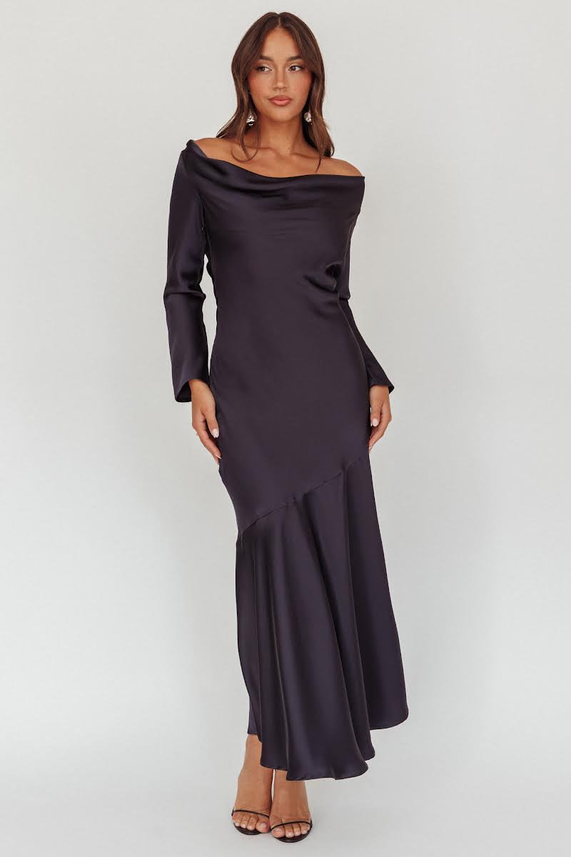 GIA Navy Cowl Back Maxi Dress