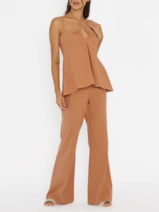 'Sandy' Halter Top with Shirred Back