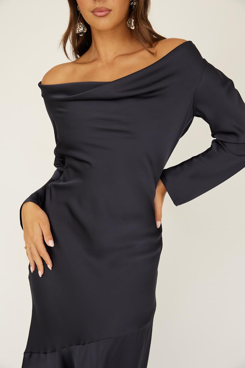 GIA Navy Cowl Back Maxi Dress