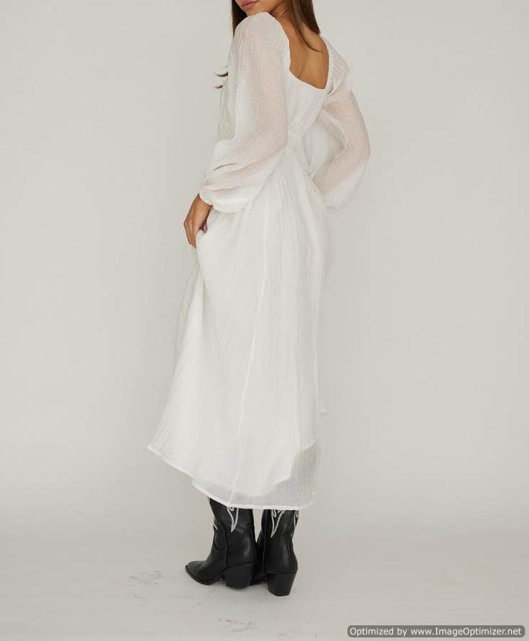 'Goddess 'White Balloon Sleeve Maxi Dress