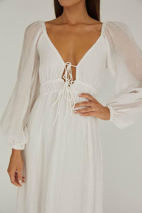 'Goddess 'White Balloon Sleeve Maxi Dress