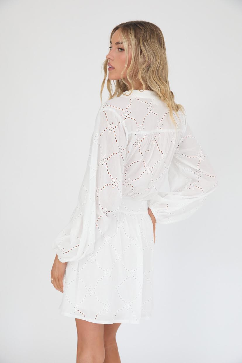 Isla White Eyelet Mini Dress