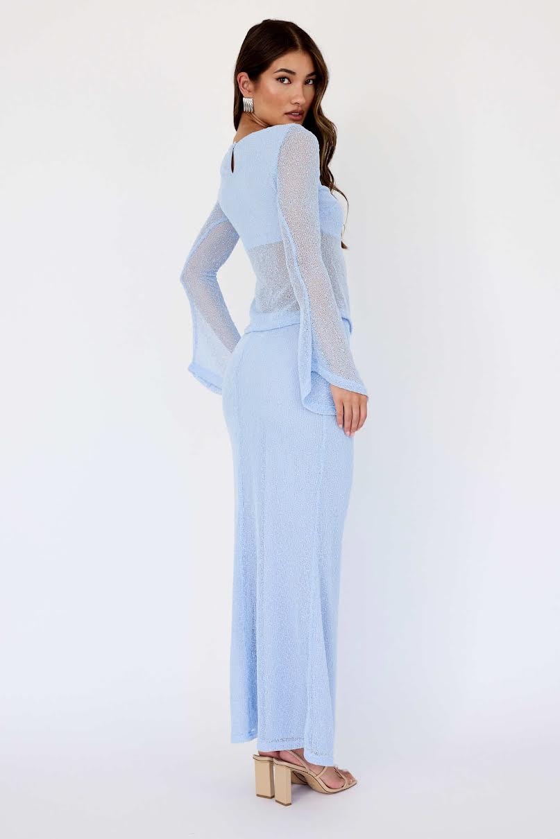 'Sky' Blue Sheer Panel Knit Two-Piece Set