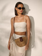 STRAW HALF MOON BAG