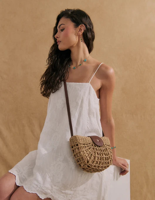 STRAW HALF MOON BAG