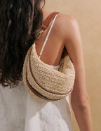 ST TROPEZ BANANA STRAW BAG IN TAN