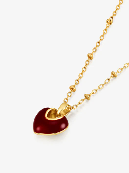 JULIA HEART RED 18K GOLD PLATED NECKLACE
