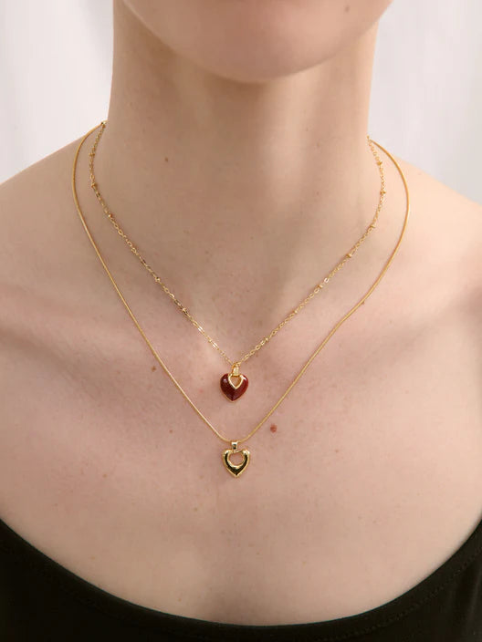 JULIA HEART RED 18K GOLD PLATED NECKLACE