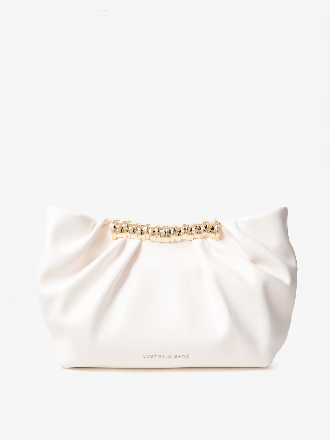 Aura Gathered Clutch Bag – Cream