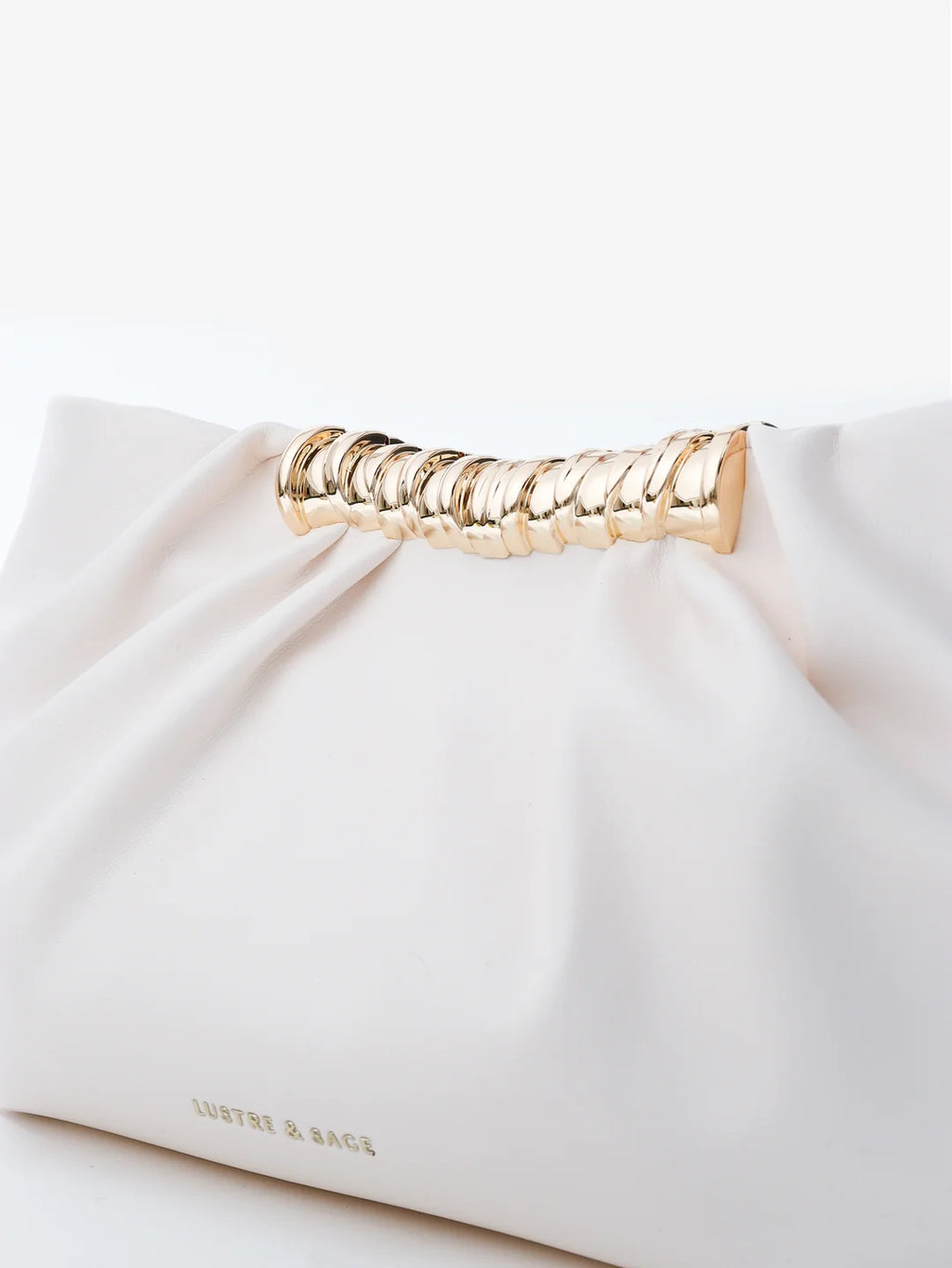 Aura Gathered Clutch Bag – Cream