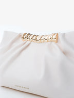 Aura Gathered Clutch Bag – Cream
