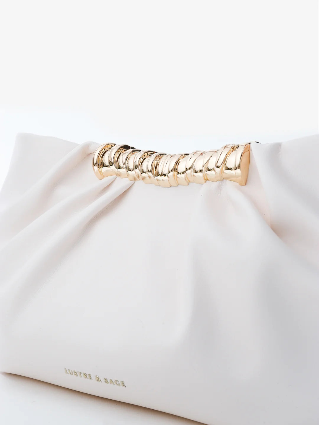 Aura Gathered Clutch Bag – Cream