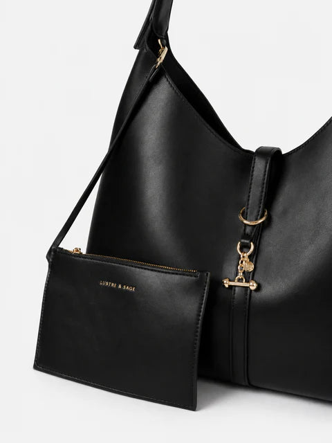 Midnight Luxe Oversized Tote Bag – Black