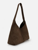 Luna Chocolate Suede Shoulder Bag