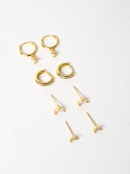 SUMMER 18K GOLD STACKER EARRING SET