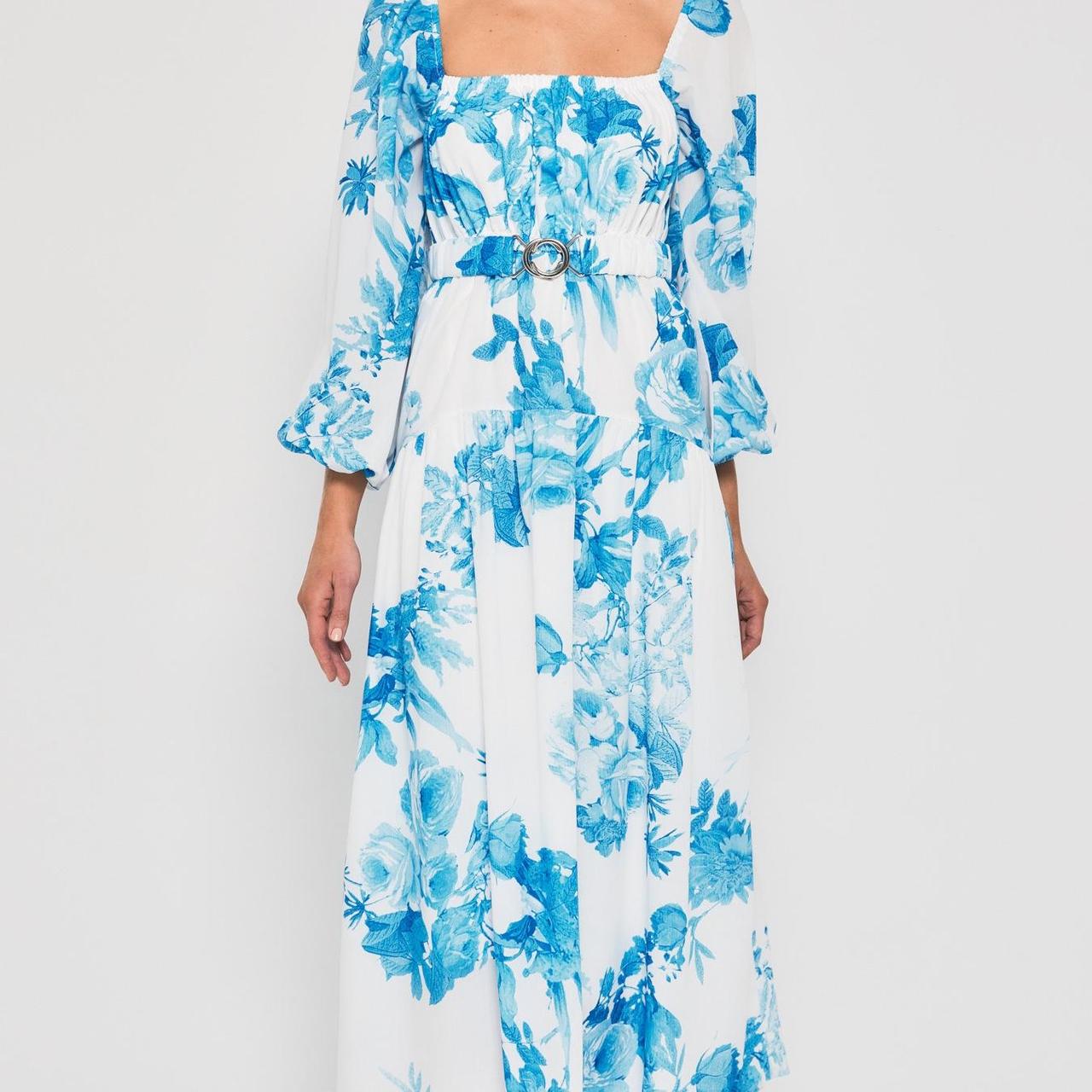 Floral Maxi Dress with Metal Clasp