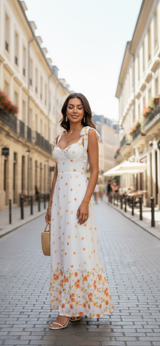 Amélie Floral Linen Maxi Dress