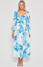 Floral Maxi Dress with Metal Clasp