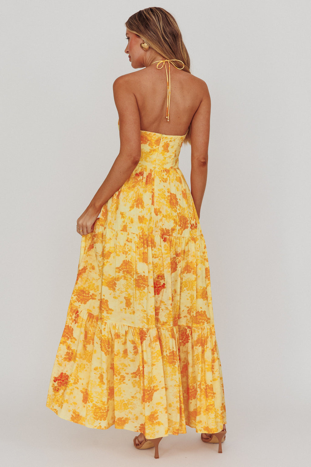 Golden Hour Yellow Floral Maxi Dress