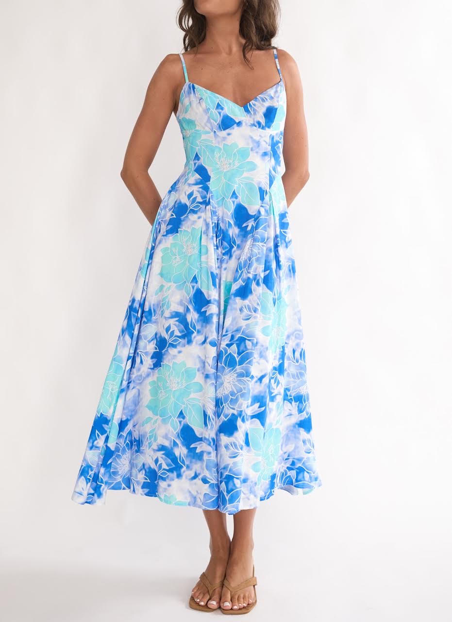 Sofia Blue Floral Maxi Dress